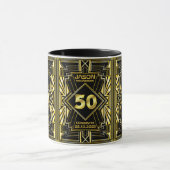 50e verjaardag Art Deco Gold Black Grote Gatsby Mok (Midden)