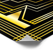 50e verjaardag Art Deco Gold Black Grote Gatsby Poster (Hoek)
