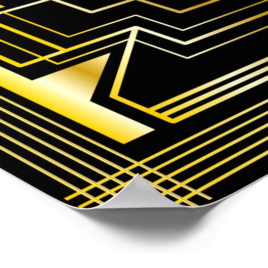 50e verjaardag Art Deco Gold Black Grote Gatsby Poster (Hoek)