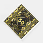 50e verjaardag Art Deco Gold Black Grote Gatsby Servet (Hoek)