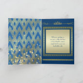 50e verjaardag Art Deco Gold Blue Great Gatsby Kaart (Binnen)