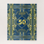 50e verjaardag Art Deco Gold Blue Great Gatsby Legpuzzel (Verticaal)