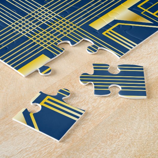 50e verjaardag Art Deco Gold Blue Great Gatsby Legpuzzel (Zijkant)