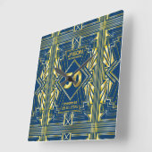 50e verjaardag Art Deco Gold Blue Great Gatsby Vierkante Klok (Hoek)