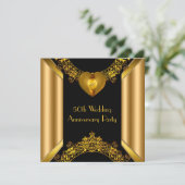 50e verjaardag Art Deco Goud Gouden Hart 2 Kaart (Staand voorkant)