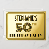 50e verjaardag — Art Deco Style "50" en naam