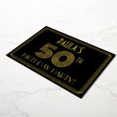 50e verjaardag — Art Deco Style "50" + Naam Folie Uitnodiging (Gedraaid)