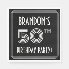 50e verjaardag: Art Deco Style + aangepaste naam Servet