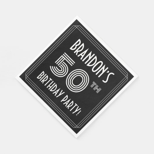 50e verjaardag: Art Deco Style + aangepaste naam Servet (Hoek)