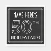 50e verjaardag: Art Deco Style + aangepaste naam Servet (Voorkant)