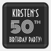 50e verjaardag: Art Deco Style en aangepaste naam Vierkante Sticker (Voorkant)