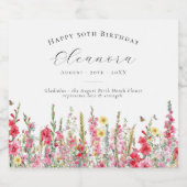 50e verjaardag augustus Geboorte Bloem Party Suppl Sparkling Wijnetiket (Enkel label)