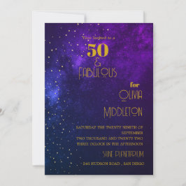 50e Verjaardag Avond Hemel Astrale Gouden Sterren  Kaart