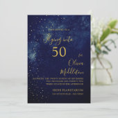 50e verjaardag Avondhemel Astrale Gouden Sterren B Kaart (Staand voorkant)