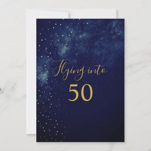 50e verjaardag Avondhemel Astrale Gouden Sterren B Kaart (Achterkant)