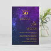 50e verjaardag Avondhemel Astrale Gouden Sterren P Kaart (Staand voorkant)