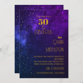 50e verjaardag Avondhemel Astrale Gouden Sterren P Kaart (Voorkant / Achterkant)