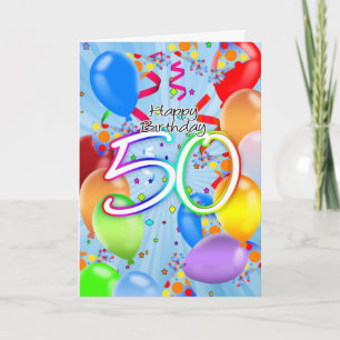 50e verjaardag - Ballon Birthday Kaart - Happy Bir