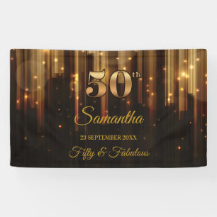 50e verjaardag Banner Gold en zwarte achtergrond