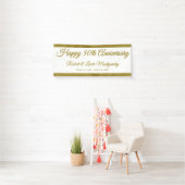 50e verjaardag banner, goud en wit spandoek (Insitu)