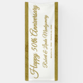 50e verjaardag banner, goud en wit spandoek (Verticaal)