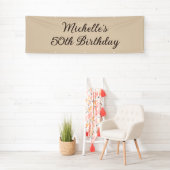 50e Verjaardag Banner Naam Elegant Beige (Insitu)