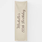 50e Verjaardag Banner Naam Elegant Beige (Verticaal)