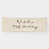 50e Verjaardag Banner Naam Elegant Beige (Horizontaal)