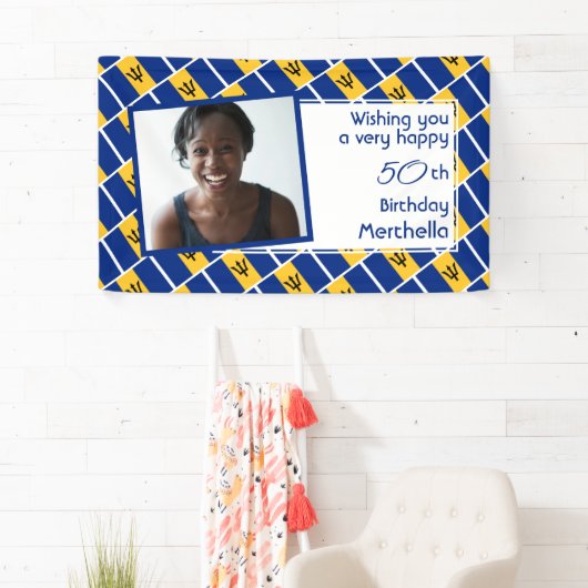 50e verjaardag BARBADOS FLAG Aangepaste foto Spandoek (Insitu)