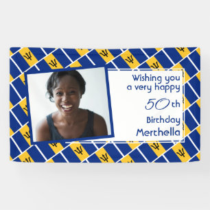 50e verjaardag BARBADOS FLAG Aangepaste foto Spandoek