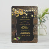 50e verjaardag, Barn Wood, Lichten, Wijn Uitvoer Kaart (Staand voorkant)