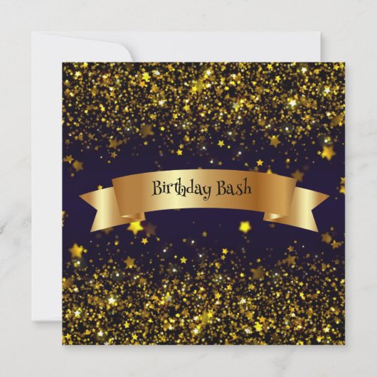 50e verjaardag Bash Gold Stars Champagne Kaart (Achterkant)