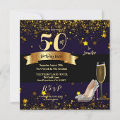 50e verjaardag Bash Gold Stars Champagne Kaart (Voorkant)