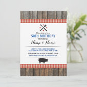 50e verjaardag BBQ Alle leeftijden Rustic Red Hog  Kaart (Staand voorkant)