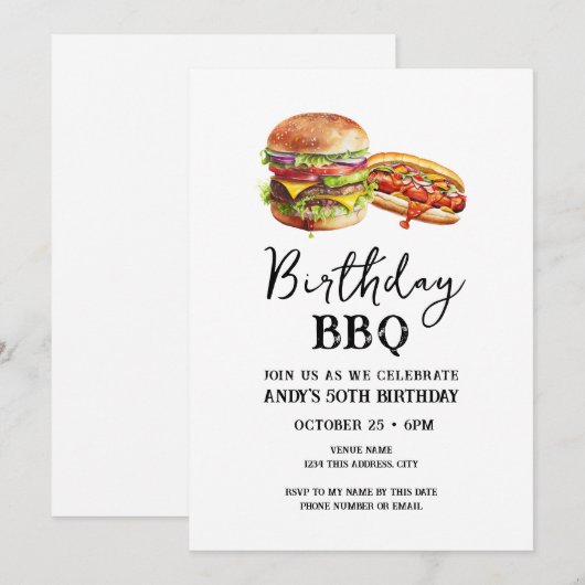 50e Verjaardag BBQ Casual uitnodiging (Voorkant / Achterkant)