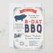 50e verjaardag BBQ Party All American Rustic Kaart (Voorkant)