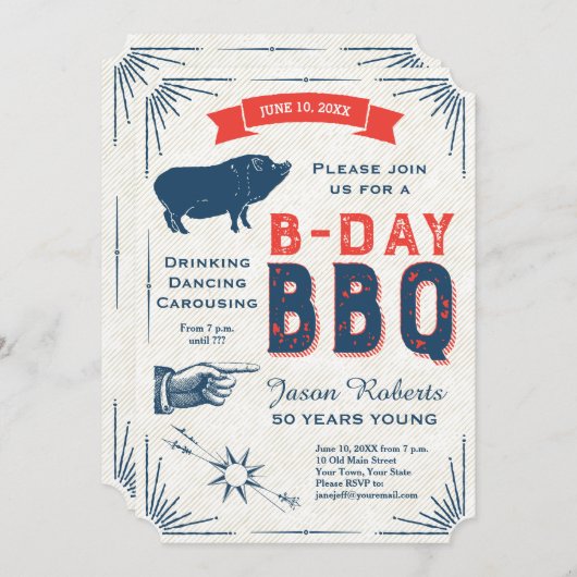 50e verjaardag BBQ Party All American Rustic Kaart (Voorkant / Achterkant)