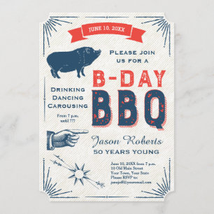 50e verjaardag BBQ Party All American Rustic Kaart