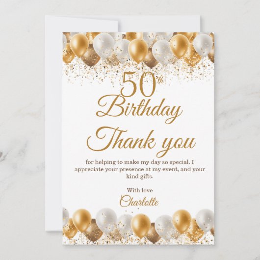 50e verjaardag bedankkaart (Voorkant)