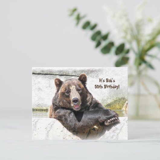 50e Verjaardag Beer Feest Uitnodiging (Staand voorkant)