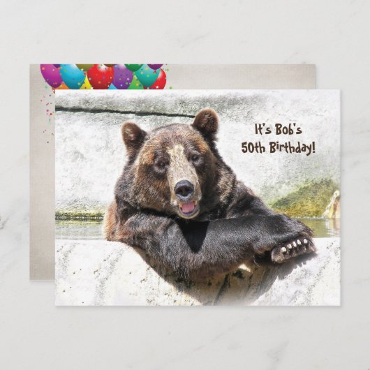 50e Verjaardag Beer Feest Uitnodiging (Voorkant / Achterkant)