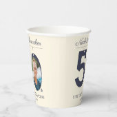 50e Verjaardag Beige & Cream  Custom Photo Papieren Bekers (Rechts)