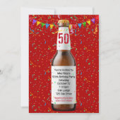 50e verjaardag bietfles op rode kaart (Voorkant)