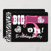 50e verjaardag Big 5 Oh roze Zebra A01 Kaart (Voorkant / Achterkant)