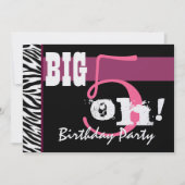 50e verjaardag - Big 5 Oh Roze Zebra Metallic Kaart (Voorkant)