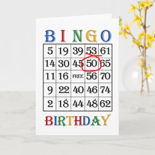 50e verjaardag Bingo kaart (Gele Bloem)