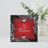 50e verjaardag Black Bright Deep Red Big Kaart (Staand voorkant)