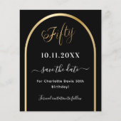 50e verjaardag Black Gold Arch Budget Opslaan van  Flyer (Voorkant)