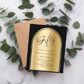 50e verjaardag Black Gold Arch Script uitnodiging