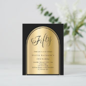 50e verjaardag Black Gold Arch Script uitnodiging (Staand voorkant)